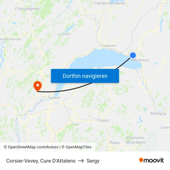 Corsier-Vevey, Cure D'Attalens to Sergy map