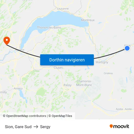 Sion, Gare Sud to Sergy map