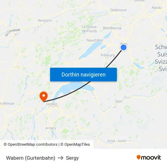 Wabern (Gurtenbahn) to Sergy map