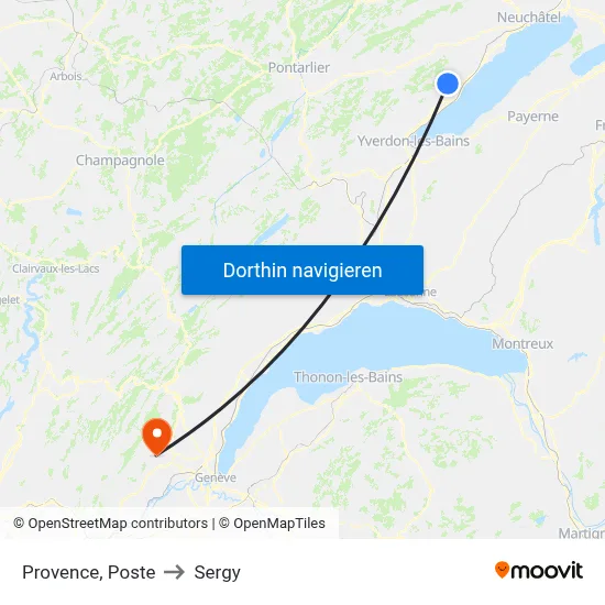 Provence, Poste to Sergy map