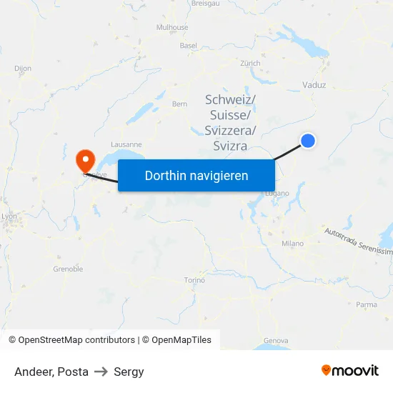Andeer, Posta to Sergy map