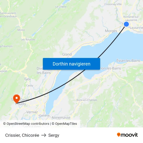 Crissier, Chicorée to Sergy map