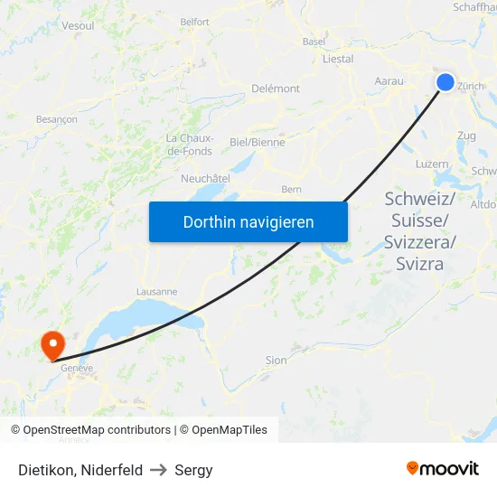 Dietikon, Niderfeld to Sergy map