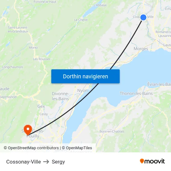 Cossonay-Ville to Sergy map