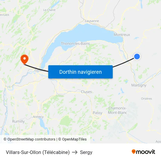 Villars-Sur-Ollon (Télécabine) to Sergy map