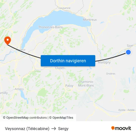 Veysonnaz (Télécabine) to Sergy map