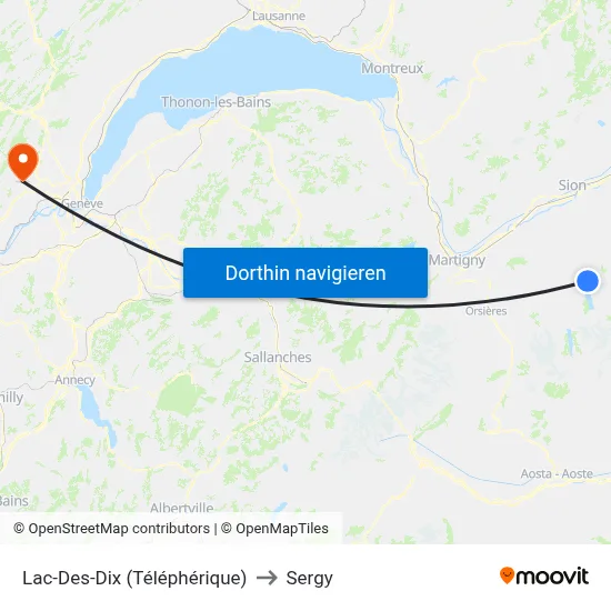 Lac-Des-Dix (Téléphérique) to Sergy map