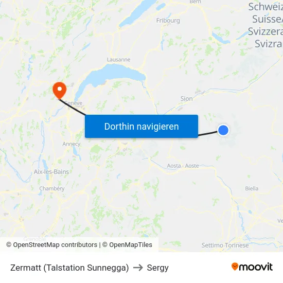 Zermatt (Talstation Sunnegga) to Sergy map