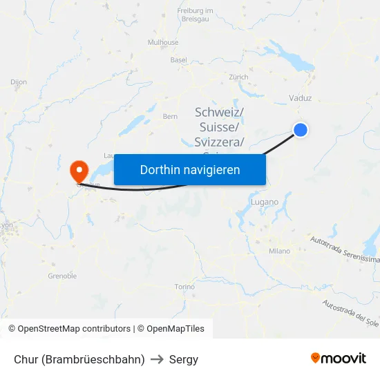 Chur (Brambrüeschbahn) to Sergy map