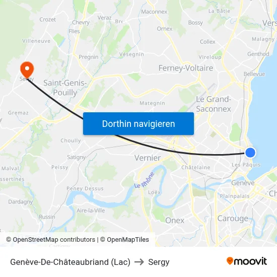 Genève-De-Châteaubriand (Lac) to Sergy map