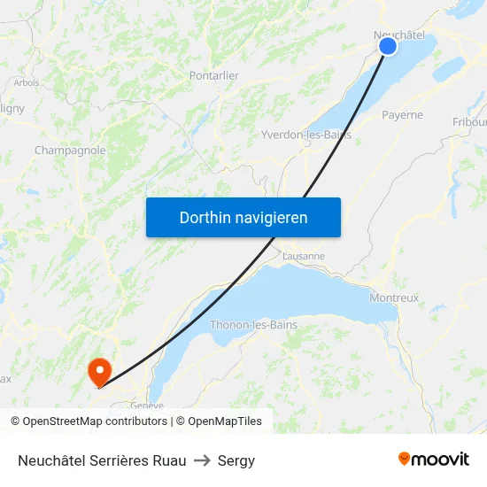 Neuchâtel Serrières Ruau to Sergy map