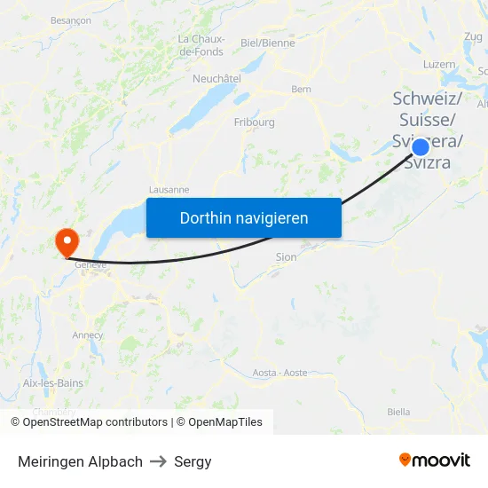 Meiringen Alpbach to Sergy map