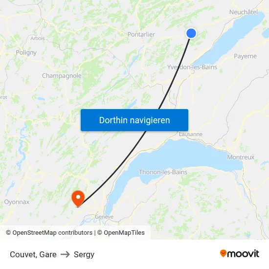 Couvet, Gare to Sergy map