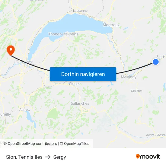 Sion, Tennis Iles to Sergy map