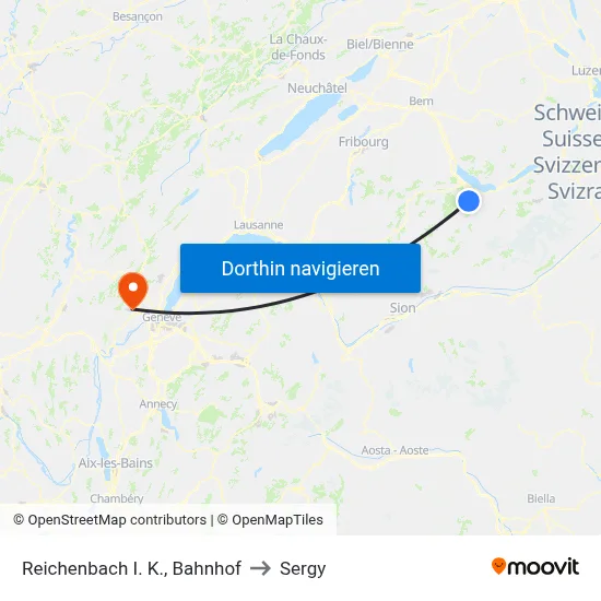 Reichenbach I. K., Bahnhof to Sergy map