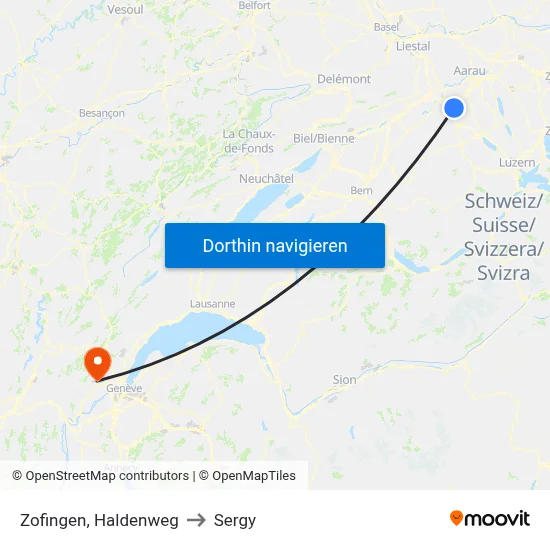 Zofingen, Haldenweg to Sergy map
