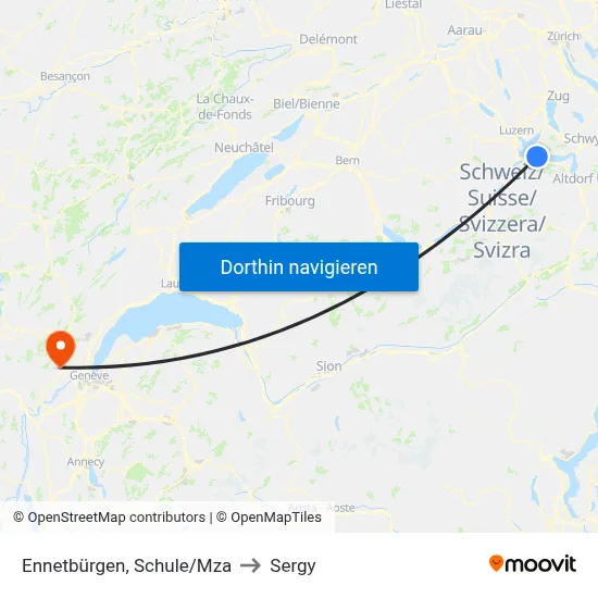 Ennetbürgen, Schule/Mza to Sergy map