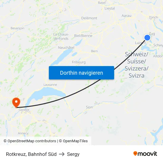 Rotkreuz, Bahnhof Süd to Sergy map