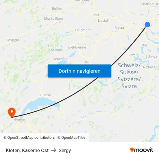 Kloten, Kaserne Ost to Sergy map