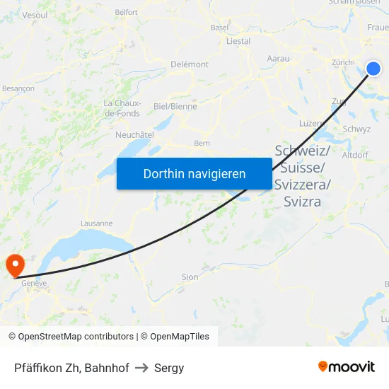 Pfäffikon Zh, Bahnhof to Sergy map