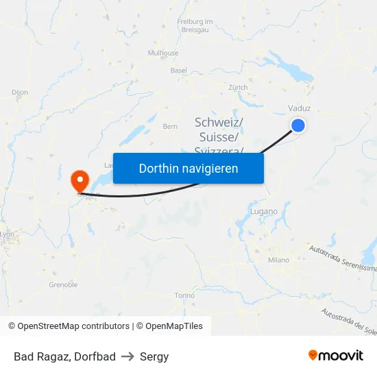 Bad Ragaz, Dorfbad to Sergy map