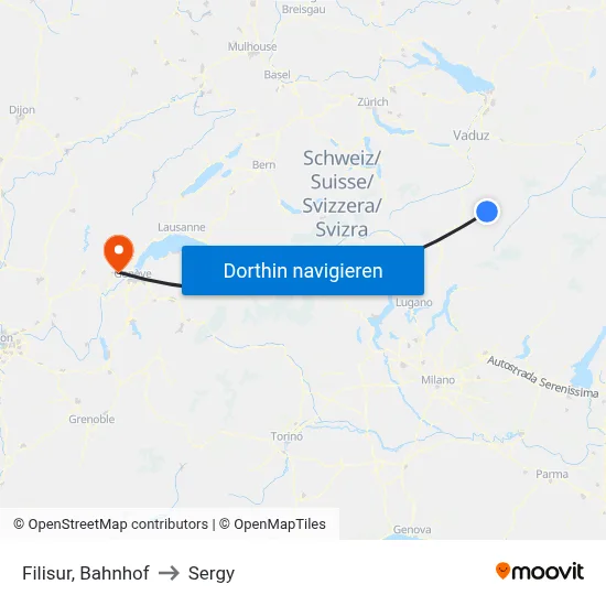 Filisur, Bahnhof to Sergy map