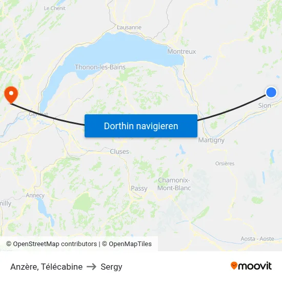 Anzère, Télécabine to Sergy map