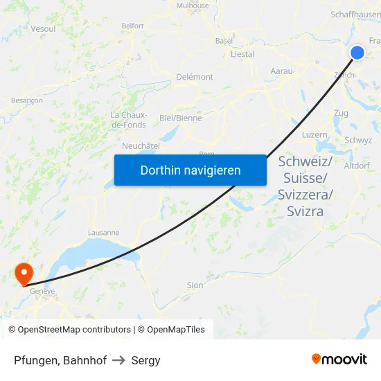 Pfungen, Bahnhof to Sergy map
