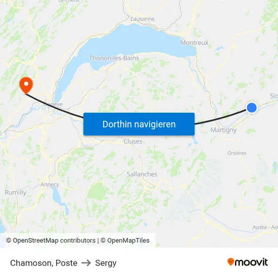Chamoson, Poste to Sergy map