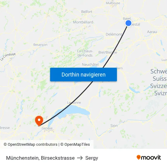 Münchenstein, Birseckstrasse to Sergy map