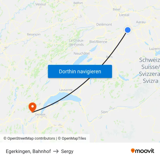 Egerkingen, Bahnhof to Sergy map