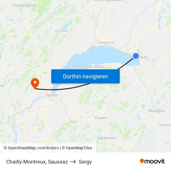 Chailly-Montreux, Saussaz to Sergy map