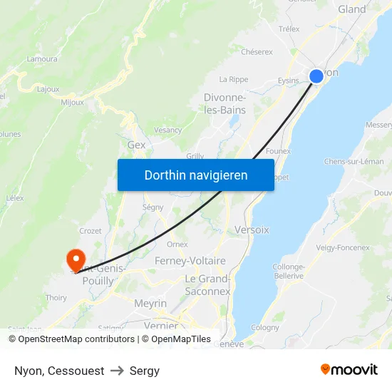Nyon, Cessouest to Sergy map