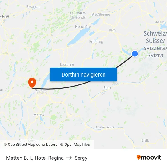Matten B. I., Hotel Regina to Sergy map
