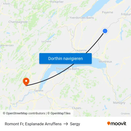 Romont Fr, Esplanade Arruffens to Sergy map