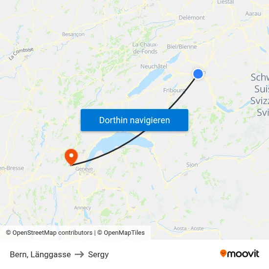 Bern, Länggasse to Sergy map