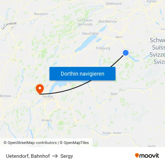 Uetendorf, Bahnhof to Sergy map