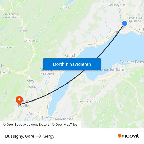 Bussigny, Gare to Sergy map