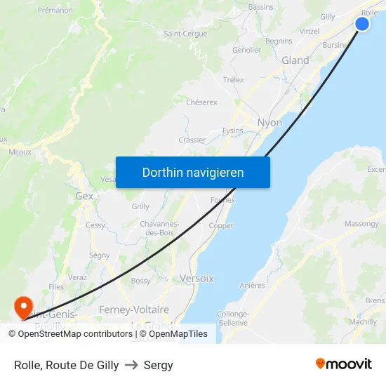 Rolle, Route De Gilly to Sergy map