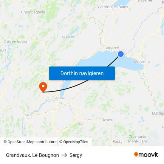 Grandvaux, Le Bougnon to Sergy map