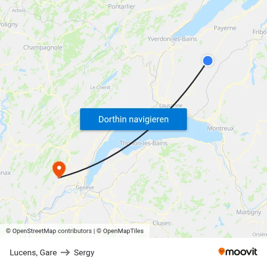 Lucens, Gare to Sergy map
