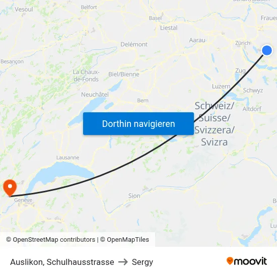 Auslikon, Schulhausstrasse to Sergy map