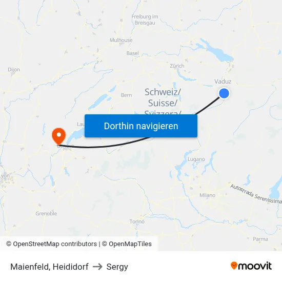 Maienfeld, Heididorf to Sergy map