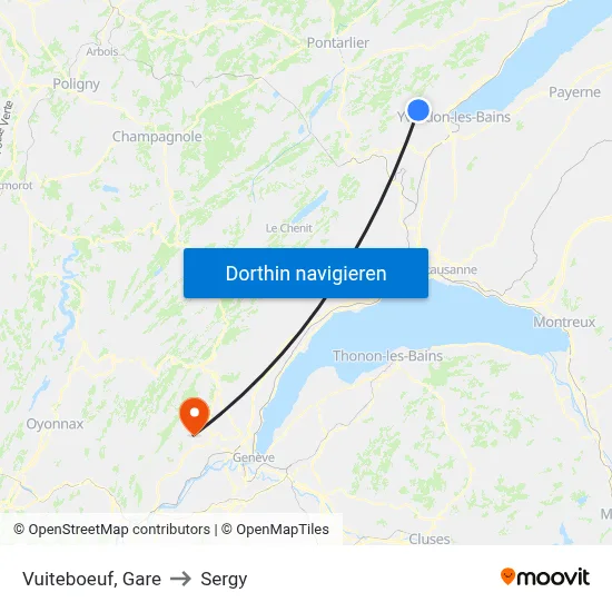 Vuiteboeuf, Gare to Sergy map