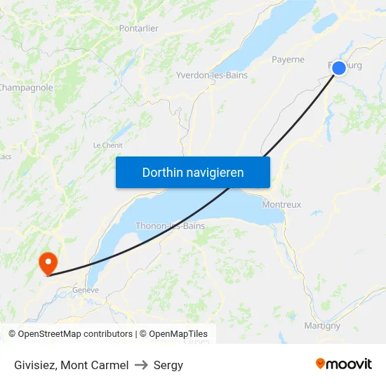 Givisiez, Mont Carmel to Sergy map