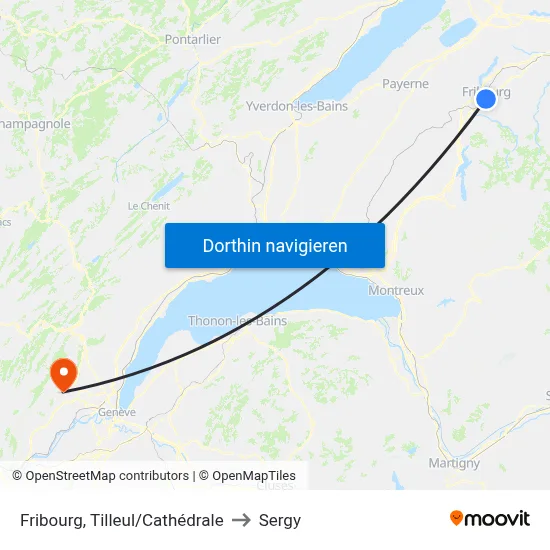 Fribourg, Tilleul/Cathédrale to Sergy map