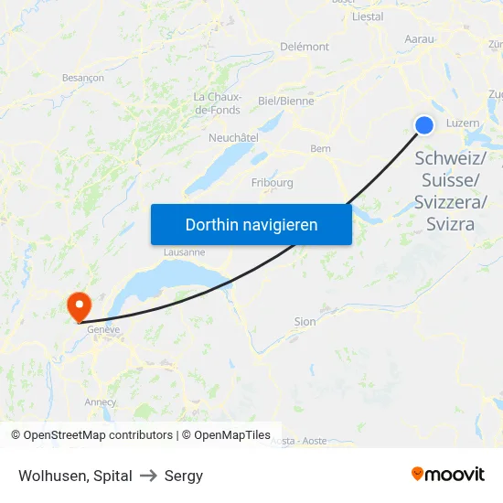 Wolhusen, Spital to Sergy map