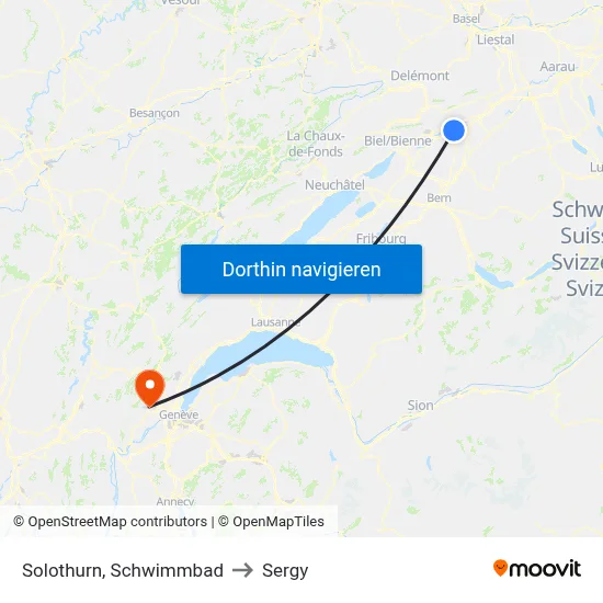 Solothurn, Schwimmbad to Sergy map