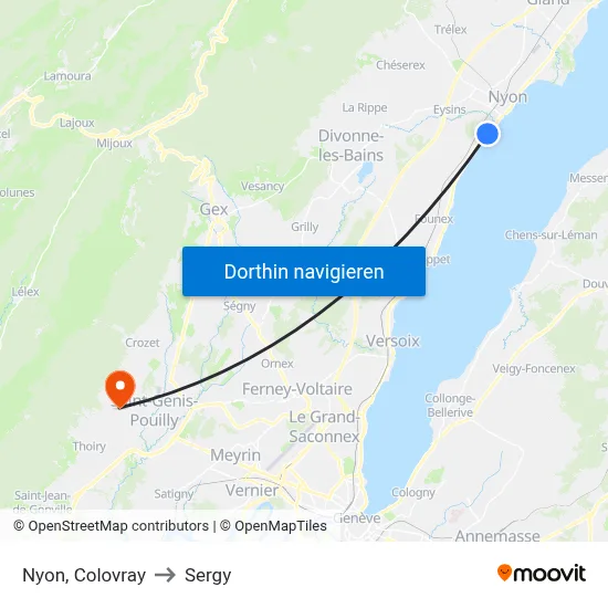 Nyon, Colovray to Sergy map