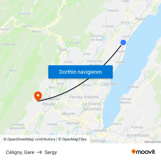 Céligny, Gare to Sergy map